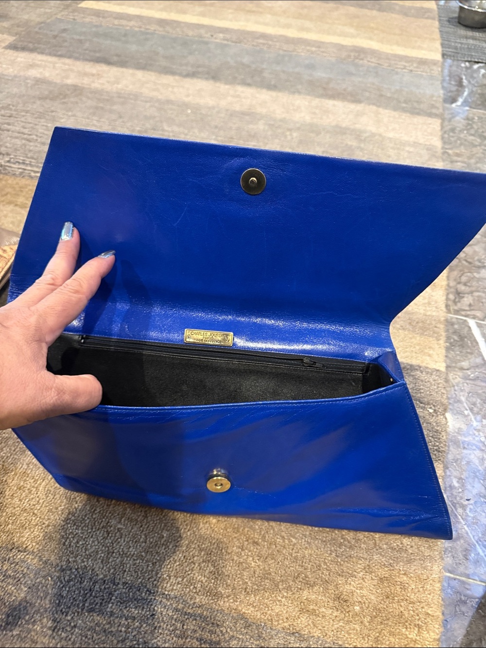 Charles joudan Sleek Blue Leather Clutch - Picture 2 of 3